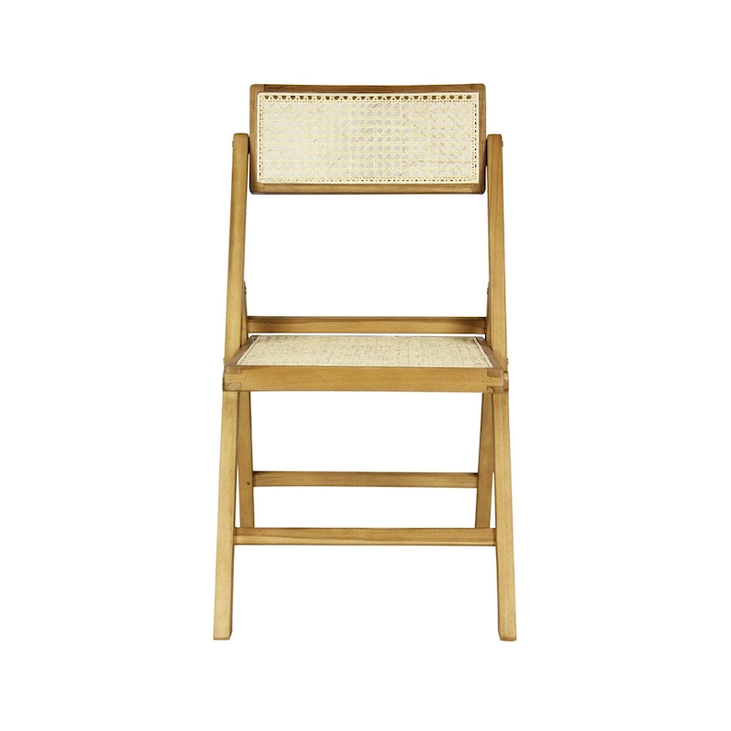 Chaise pliant vintage en bois et rotin du milieu du siècle avec dossier réglable (lot de 2)