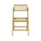Chaise pliant vintage en bois et rotin du milieu du siècle avec dossier réglable (lot de 2)