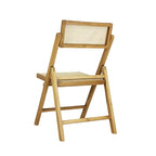 Chaise pliant vintage en bois et rotin du milieu du siècle avec dossier réglable (lot de 2)