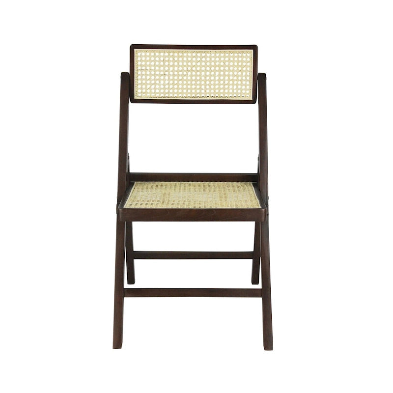 Chaise pliant vintage en bois et rotin du milieu du siècle avec dossier réglable (lot de 2)