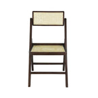 Chaise pliant vintage en bois et rotin du milieu du siècle avec dossier réglable (lot de 2)