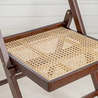 Chaise pliant vintage en bois et rotin du milieu du siècle avec dossier réglable (lot de 2)
