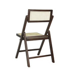 Chaise pliant vintage en bois et rotin du milieu du siècle avec dossier réglable (lot de 2)