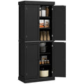 Meuble de rangement de cuisine à 4 portes noir/blanc avec étagères réglables, 184 cm H