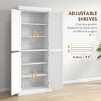Meuble de rangement de cuisine à 4 portes noir/blanc avec étagères réglables, 184 cm H