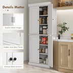 Meuble de rangement de cuisine à 4 portes noir/blanc avec étagères réglables, 184 cm H