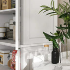 Meuble de rangement de cuisine à 4 portes noir/blanc avec étagères réglables, 184 cm H