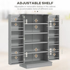 Meuble de rangement de cuisine à 4 portes noir/blanc avec étagères réglables, 184 cm H