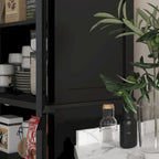 Meuble de rangement de cuisine à 4 portes noir/blanc avec étagères réglables, 184 cm H