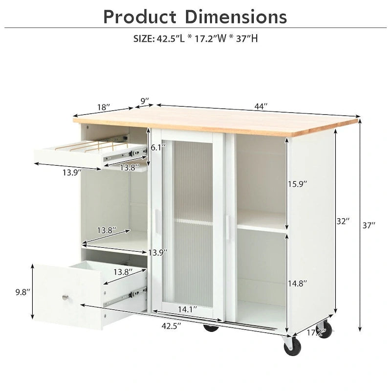 Îlot de cuisine 112 cm bleu marine/bleu-gris/blanc avec LED, portes coulissantes en verre et armoire basculante