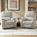 Fauteuil inclinable électrique chauffant avec massage Larry Traditional Floral Dual Motor et assistance au lever (ensemble de 2)