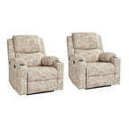 Fauteuil inclinable électrique chauffant avec massage Larry Traditional Floral Dual Motor et assistance au lever (ensemble de 2)