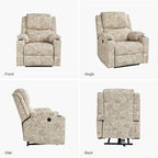 Fauteuil inclinable électrique chauffant avec massage Larry Traditional Floral Dual Motor et assistance au lever (ensemble de 2)
