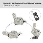 Fauteuil inclinable électrique chauffant avec massage Larry Traditional Floral Dual Motor et assistance au lever (ensemble de 2)
