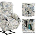 Fauteuil inclinable électrique chauffant avec massage Larry Traditional Floral Dual Motor et assistance au lever (ensemble de 2)