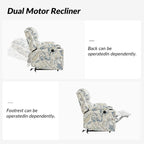 Fauteuil inclinable électrique chauffant avec massage Larry Traditional Floral Dual Motor et assistance au lever (ensemble de 2)