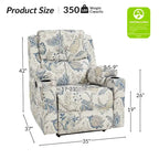 Fauteuil inclinable électrique chauffant avec massage Larry Traditional Floral Dual Motor et assistance au lever (ensemble de 2)