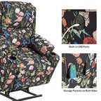 Fauteuil inclinable électrique chauffant avec massage Larry Traditional Floral Dual Motor et assistance au lever (ensemble de 2)