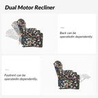 Fauteuil inclinable électrique chauffant avec massage Larry Traditional Floral Dual Motor et assistance au lever (ensemble de 2)