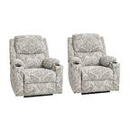Fauteuil inclinable électrique chauffant avec massage Larry Traditional Floral Dual Motor et assistance au lever (ensemble de 2)