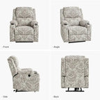 Fauteuil inclinable électrique chauffant avec massage Larry Traditional Floral Dual Motor et assistance au lever (ensemble de 2)