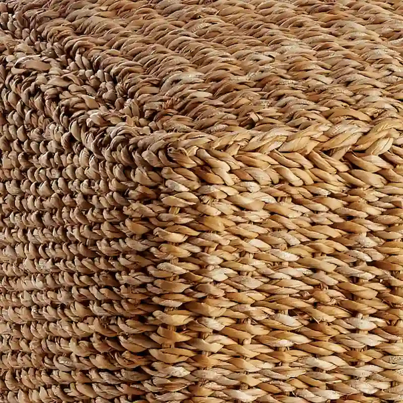 Petit pouf carré en jonc de mer tissé à la main, naturel, pour 1 personne