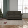 Canapé 2 places en bois massif gris/marron, assise extra profonde