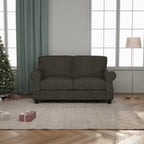 Canapé 2 places en bois massif gris/marron, assise extra profonde