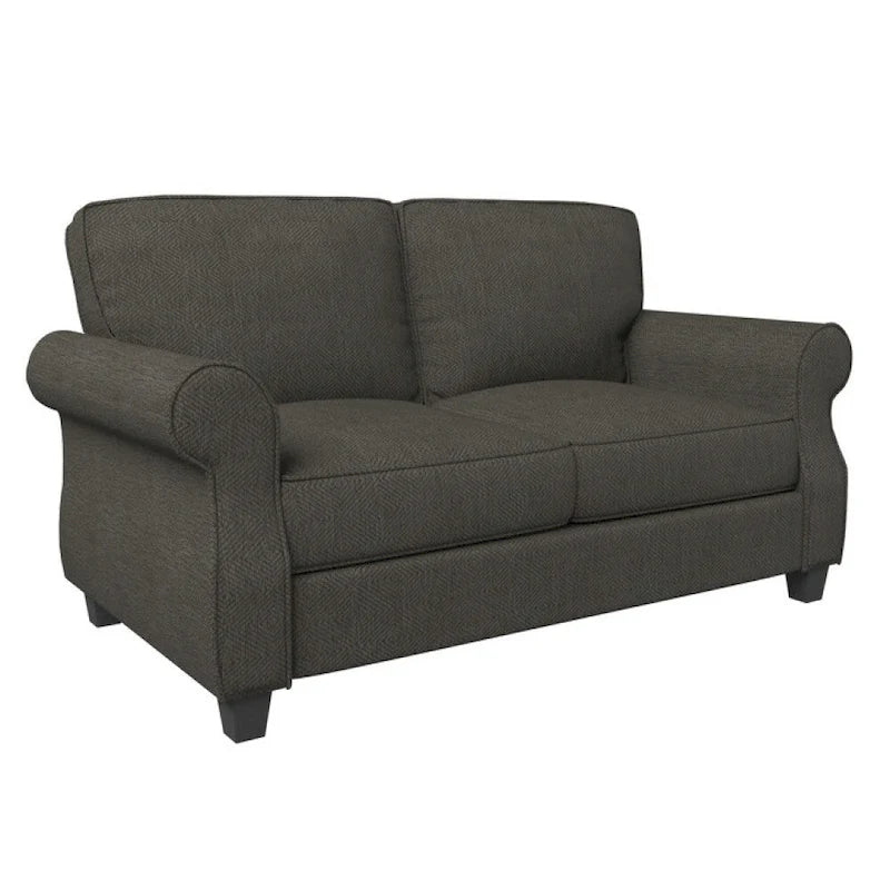Canapé 2 places en bois massif gris/marron, assise extra profonde