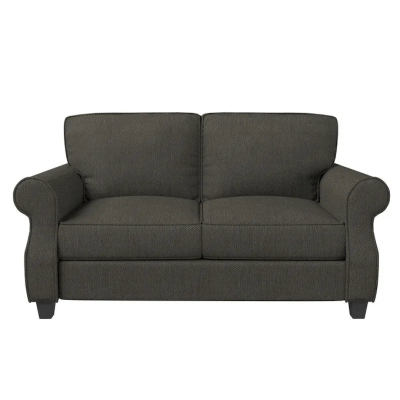 Canapé 2 places en bois massif gris/marron, assise extra profonde