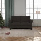 Canapé 2 places en bois massif gris/marron, assise extra profonde