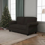 Canapé 2 places en bois massif gris/marron, assise extra profonde