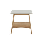 Table de chevet Off-White et Naturelle mi-siècle avec étagère inférieure