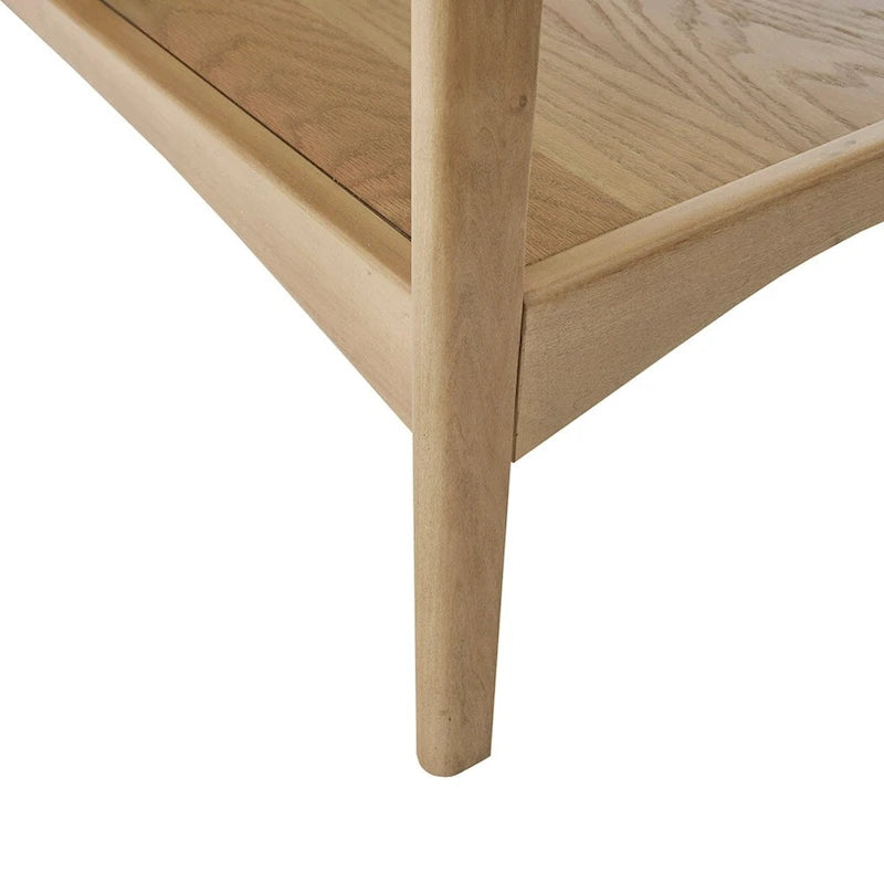 Table de chevet Off-White et Naturelle mi-siècle avec étagère inférieure