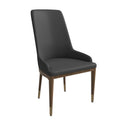 Chaise de salle à manger à dossier haut en cuir gris foncé/taupe/brun moka/crème avec pieds dorés, 1 personne