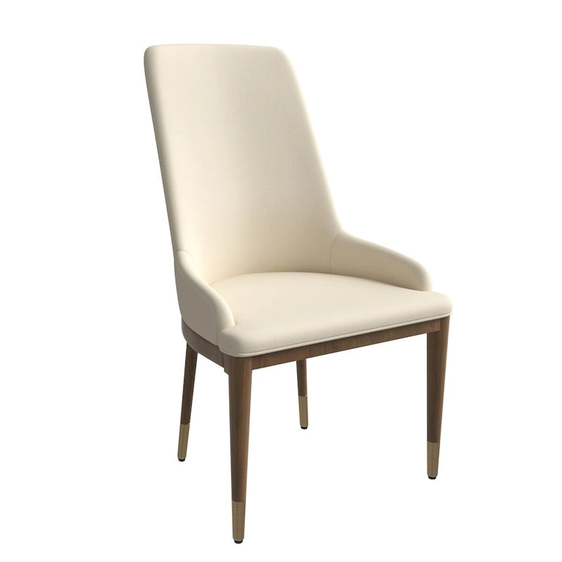 Chaise de salle à manger à dossier haut en cuir gris foncé/taupe/brun moka/crème avec pieds dorés, 1 personne