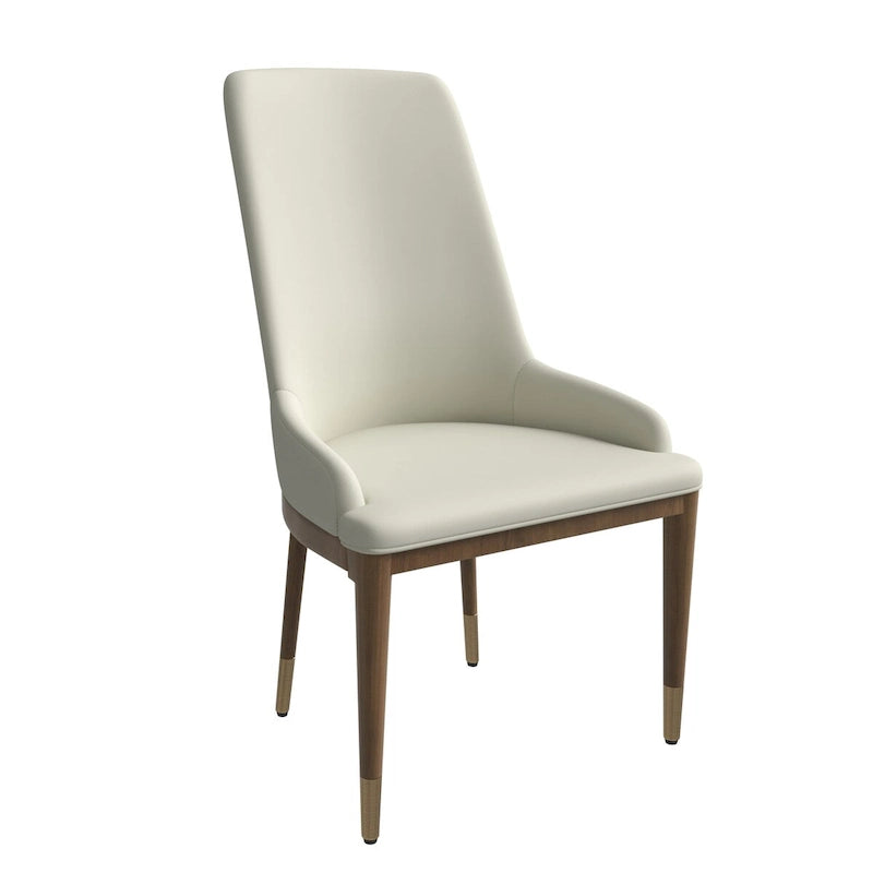 Chaise de salle à manger à dossier haut en cuir gris foncé/taupe/brun moka/crème avec pieds dorés, 1 personne