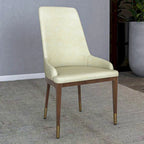 Chaise de salle à manger à dossier haut en cuir gris foncé/taupe/brun moka/crème avec pieds dorés, 1 personne