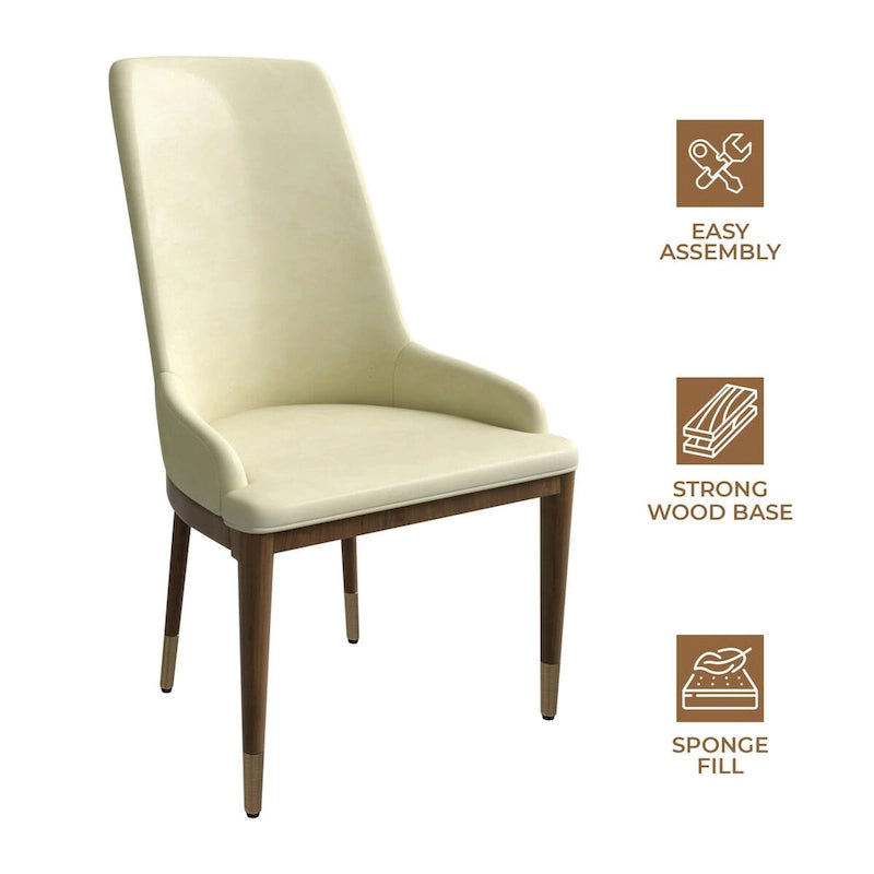 Chaise de salle à manger à dossier haut en cuir gris foncé/taupe/brun moka/crème avec pieds dorés, 1 personne