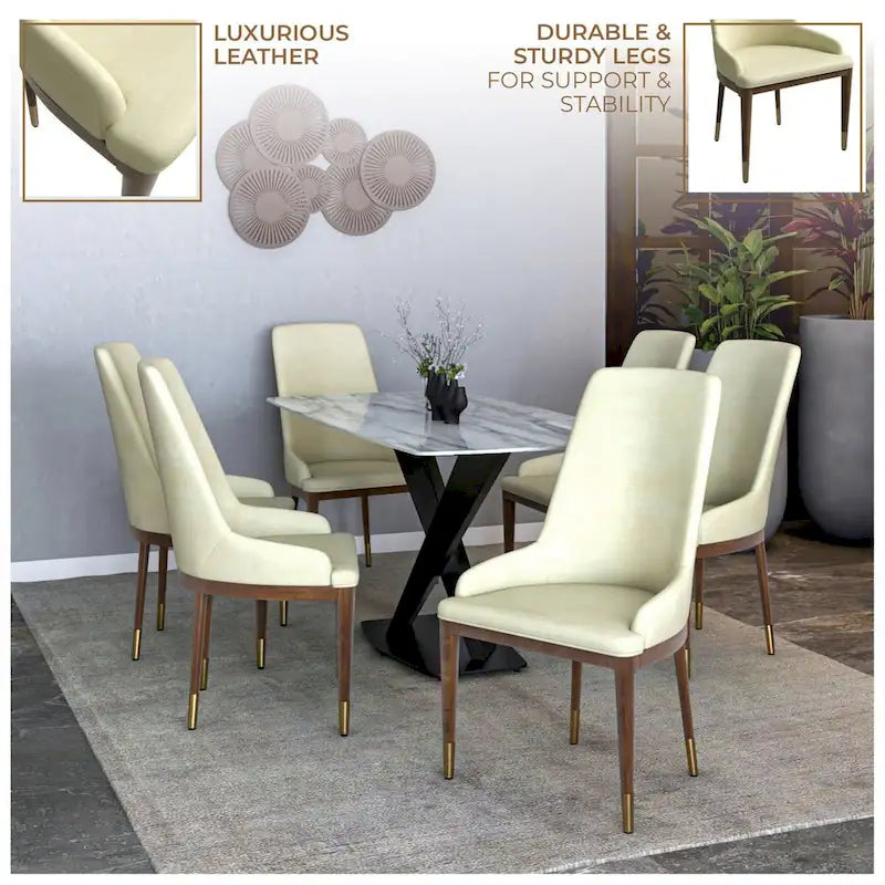 Chaise de salle à manger à dossier haut en cuir gris foncé/taupe/brun moka/crème avec pieds dorés, 1 personne