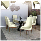 Chaise de salle à manger à dossier haut en cuir gris foncé/taupe/brun moka/crème avec pieds dorés, 1 personne