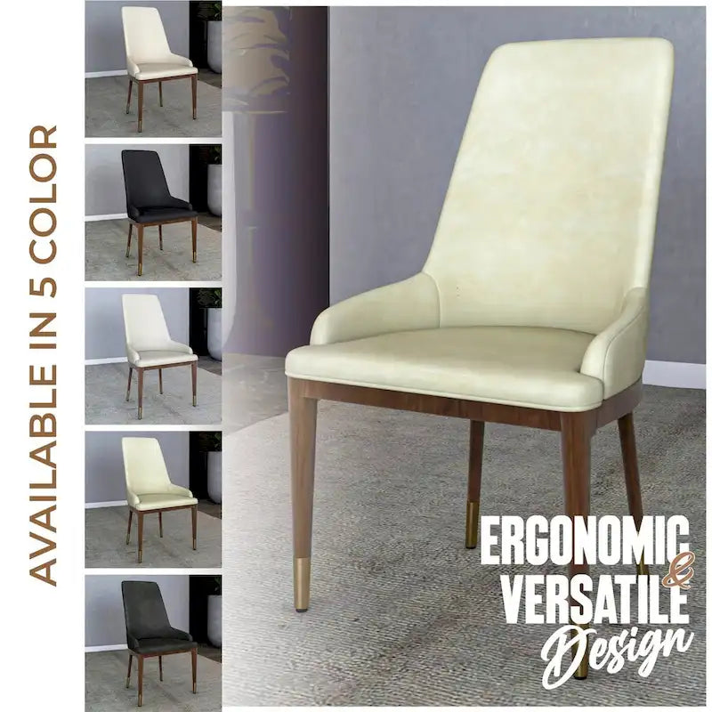 Chaise de salle à manger à dossier haut en cuir gris foncé/taupe/brun moka/crème avec pieds dorés, 1 personne