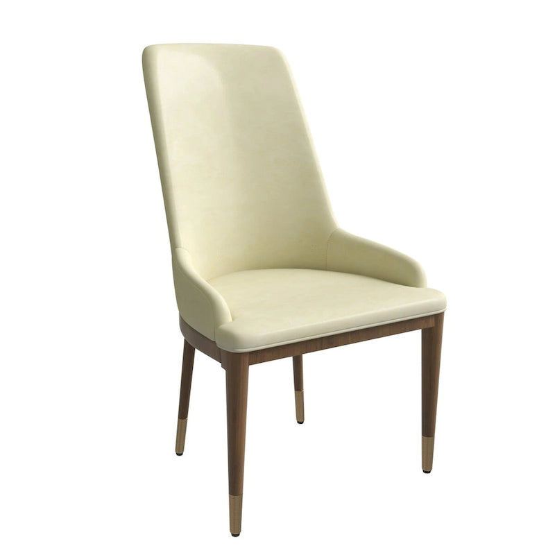 Chaise de salle à manger à dossier haut en cuir gris foncé/taupe/brun moka/crème avec pieds dorés, 1 personne