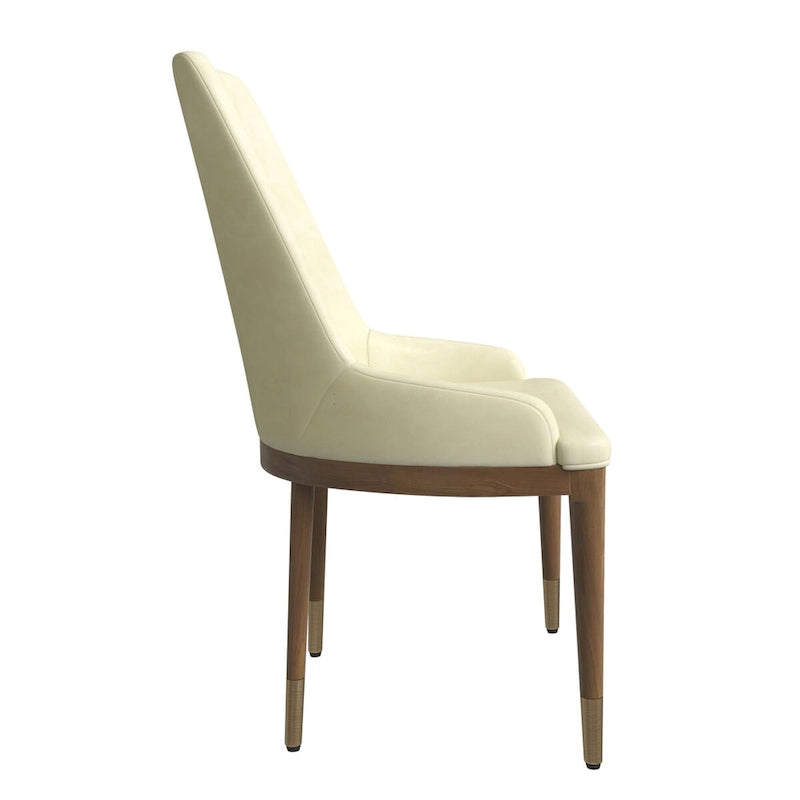 Chaise de salle à manger à dossier haut en cuir gris foncé/taupe/brun moka/crème avec pieds dorés, 1 personne