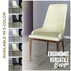 Chaise de salle à manger à dossier haut en cuir gris foncé/taupe/brun moka/crème avec pieds dorés, 1 personne