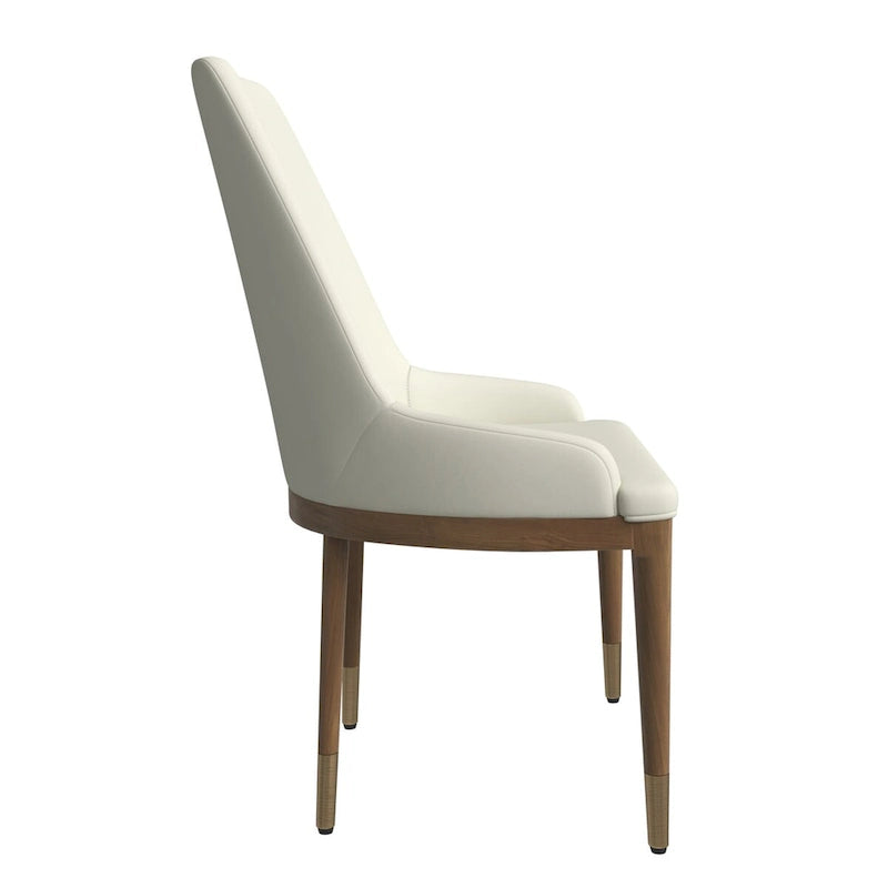 Chaise de salle à manger à dossier haut en cuir gris foncé/taupe/brun moka/crème avec pieds dorés, 1 personne