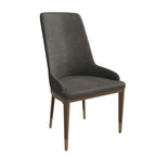 Chaise de salle à manger à dossier haut en cuir gris foncé/taupe/brun moka/crème avec pieds dorés, 1 personne
