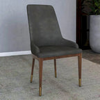 Chaise de salle à manger à dossier haut en cuir gris foncé/taupe/brun moka/crème avec pieds dorés, 1 personne