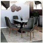 Chaise de salle à manger à dossier haut en cuir gris foncé/taupe/brun moka/crème avec pieds dorés, 1 personne