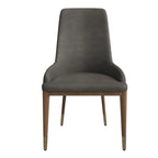 Chaise de salle à manger à dossier haut en cuir gris foncé/taupe/brun moka/crème avec pieds dorés, 1 personne